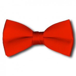 Solid Coral Red Bow Tie Pre-tied Satin Mens Ties