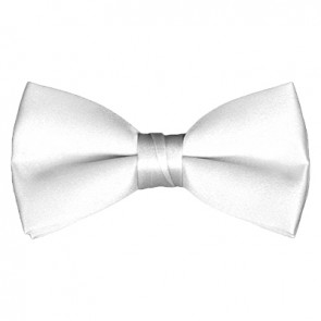 Solid White Bow Tie Pre-tied Satin Mens Ties
