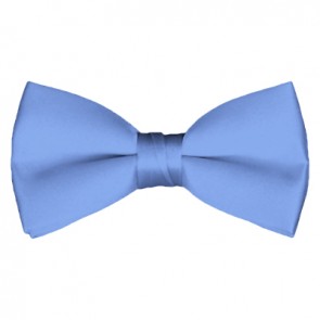 Solid Steel Blue Bow Tie Pre-tied Satin Mens Ties