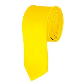 Skinny Lemon Yellow Ties Solid Color 2 Inch Tie Mens Neckties