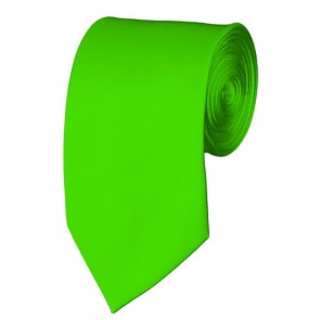 Slim Lime Green Necktie 2.75 Inch Ties Mens Solid Color Neckties