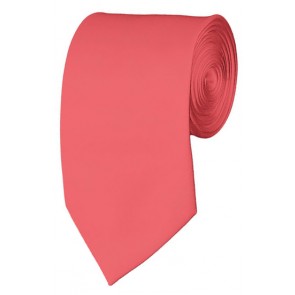 Slim Coral Rose Necktie 2.75 Inch Ties Mens Solid Color Neckties