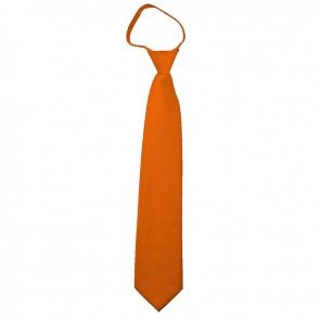 Solid Orange Boys Zipper Ties Kids Neckties